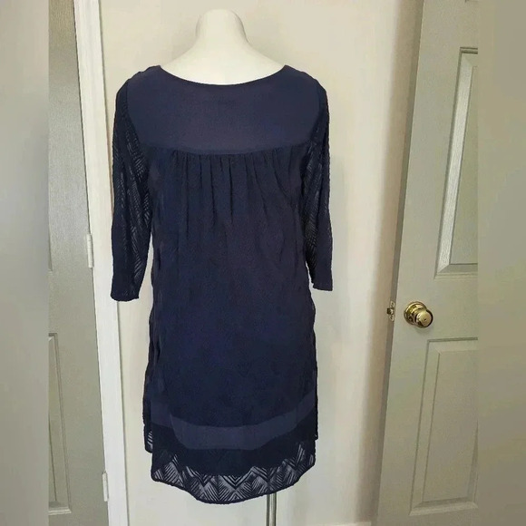 Holding Horses Anthropologie Augusta Navy Crochet Embroidered Tunic Dress(S) - Picture 7 of 13